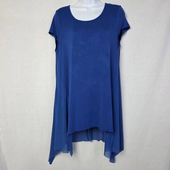 Cupio Blue Handkerchief Hem Tunic Top Women’s L - Picture 1 of 6